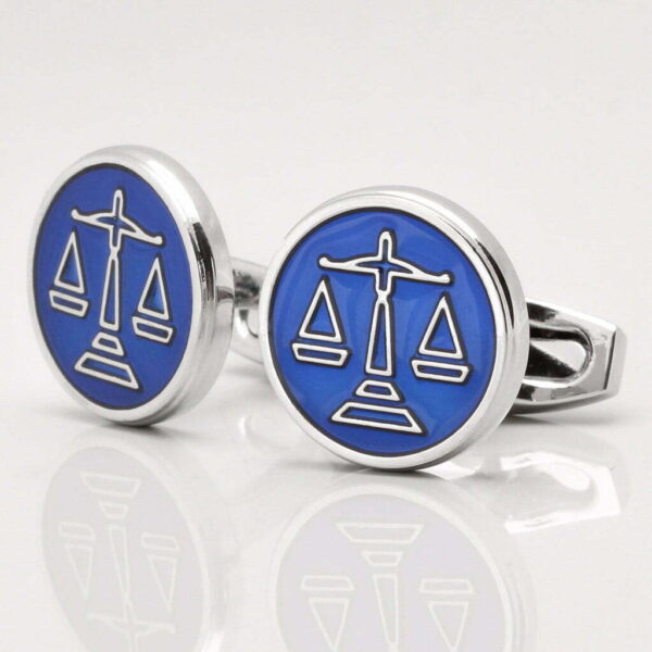 Blue Enamel Scales of Justice Cufflinks
