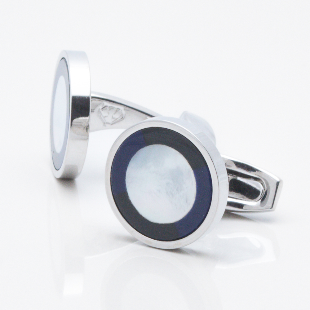 Mother of Pearl Cufflinks with a Lapis & Onyx Border