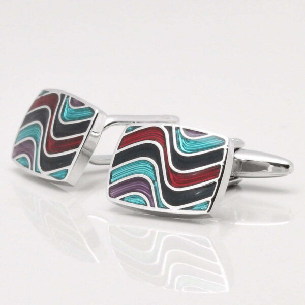 Multi Coloured Epoxy Wave Cufflinks