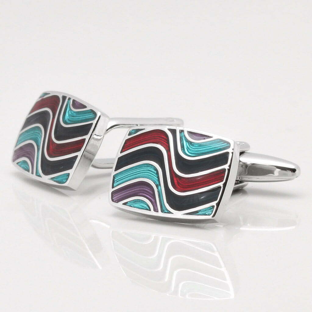 Multi Coloured Epoxy Wave Cufflinks 1 of 1 2