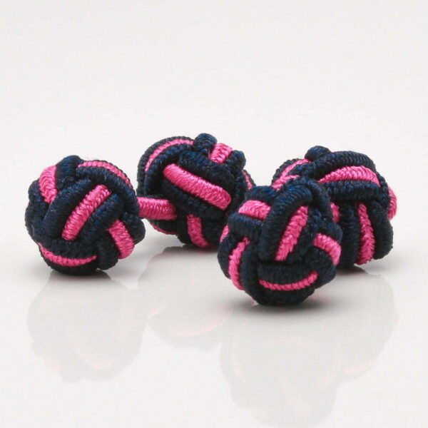 Navy Blue & Pink Knot Cufflinks