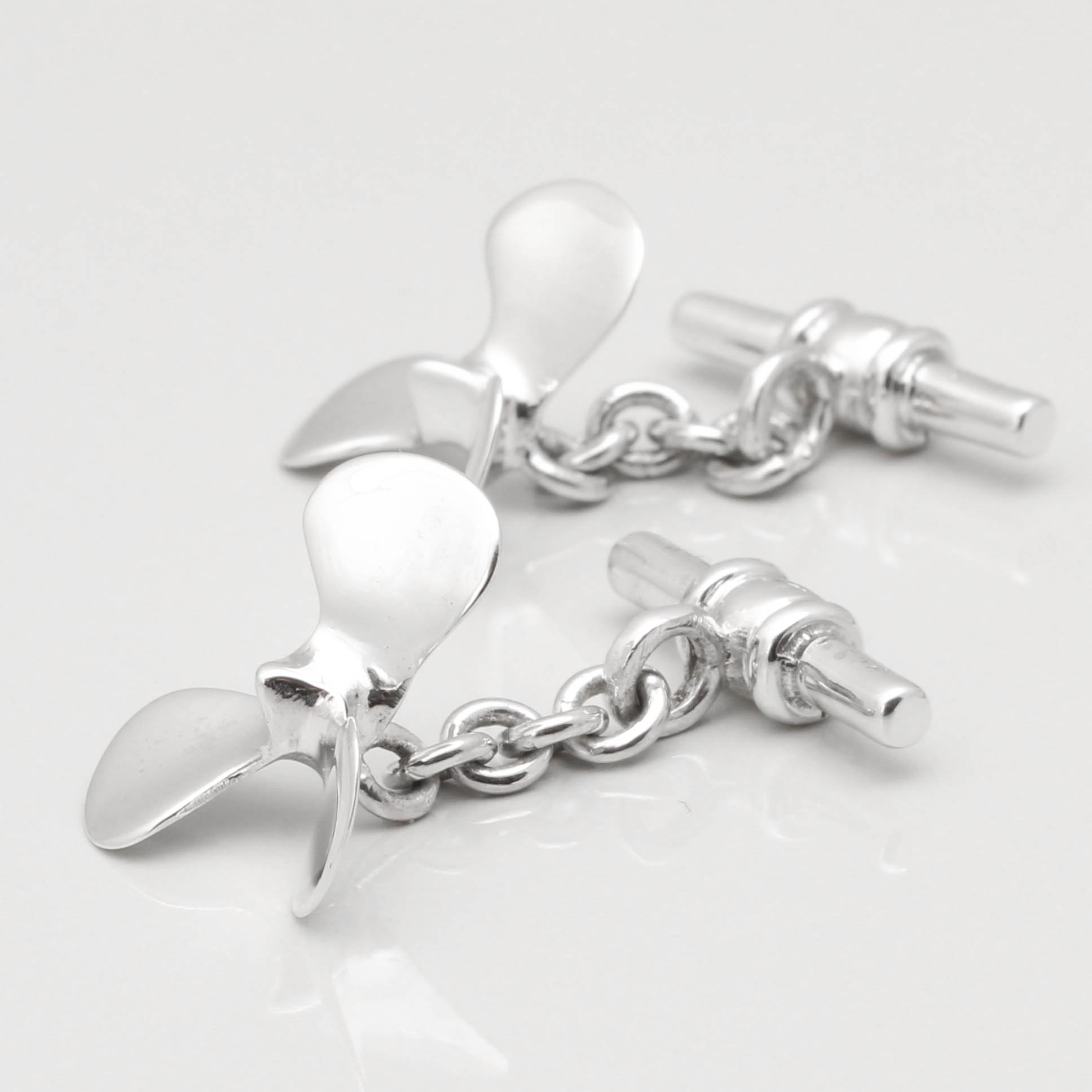 STERLING SILVER PROPELLER CUFFLINKS 1 of 1 2