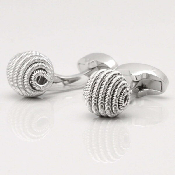 Silver Spiral Ball Cufflinks