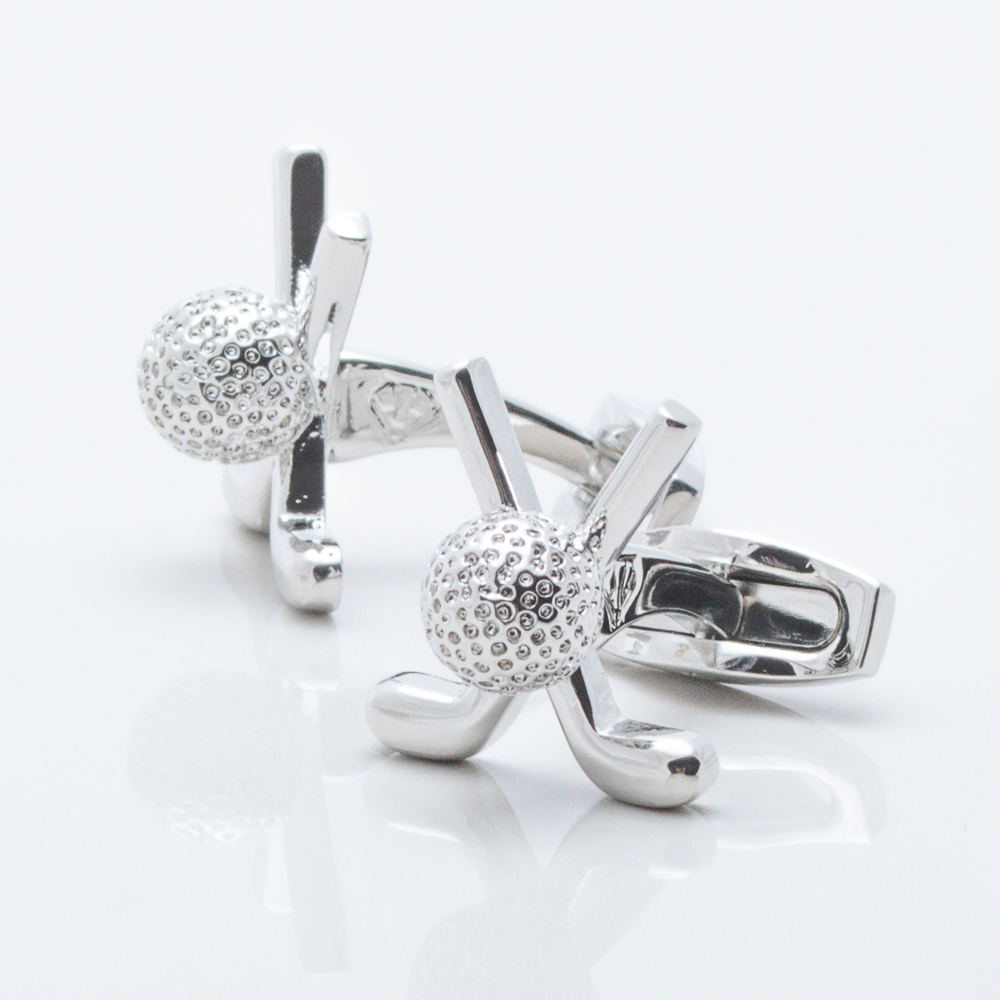Crossed Golf Clubs & Ball Cufflinks