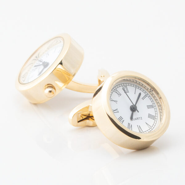 Gold Real Working Clock Cufflinks