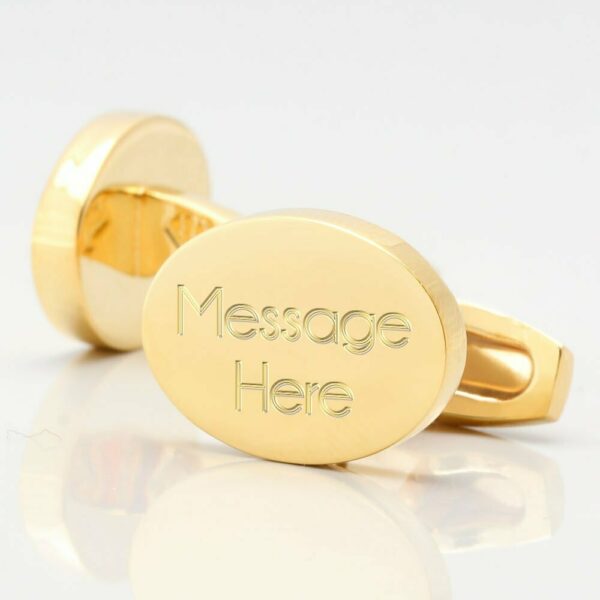 Gold Plated Oval Engraved Cufflinks