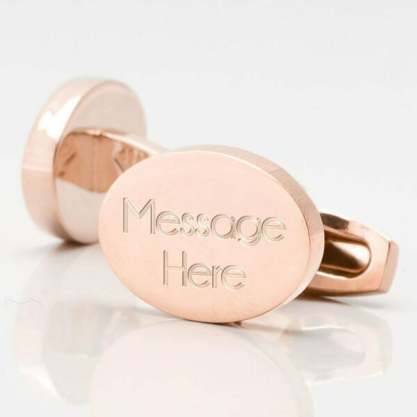 Rose Gold Plated Oval Engraved Cufflinks