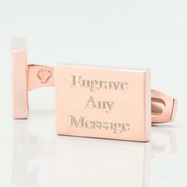Rose Gold Plated Rectangle Engraved Cufflinks
