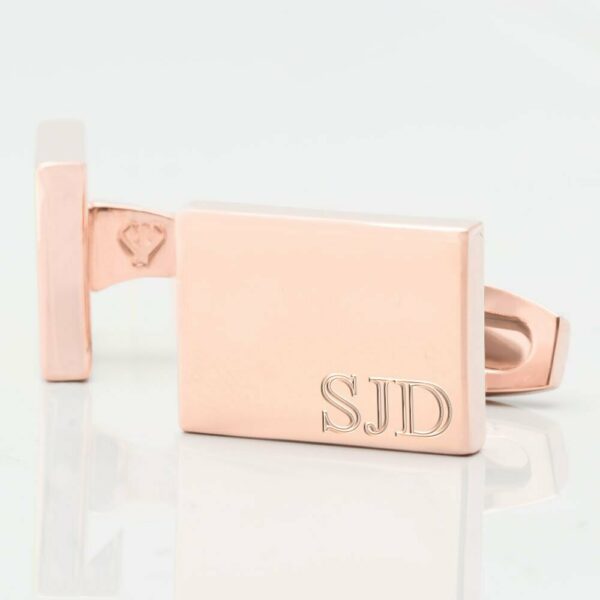 Rose Gold Subtle Engraved Initial Cufflinks
