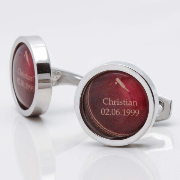 Personalised Cricket Ball Cufflinks