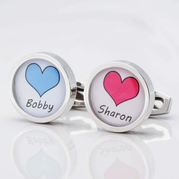 Personalised Hearts & Names Cufflinks