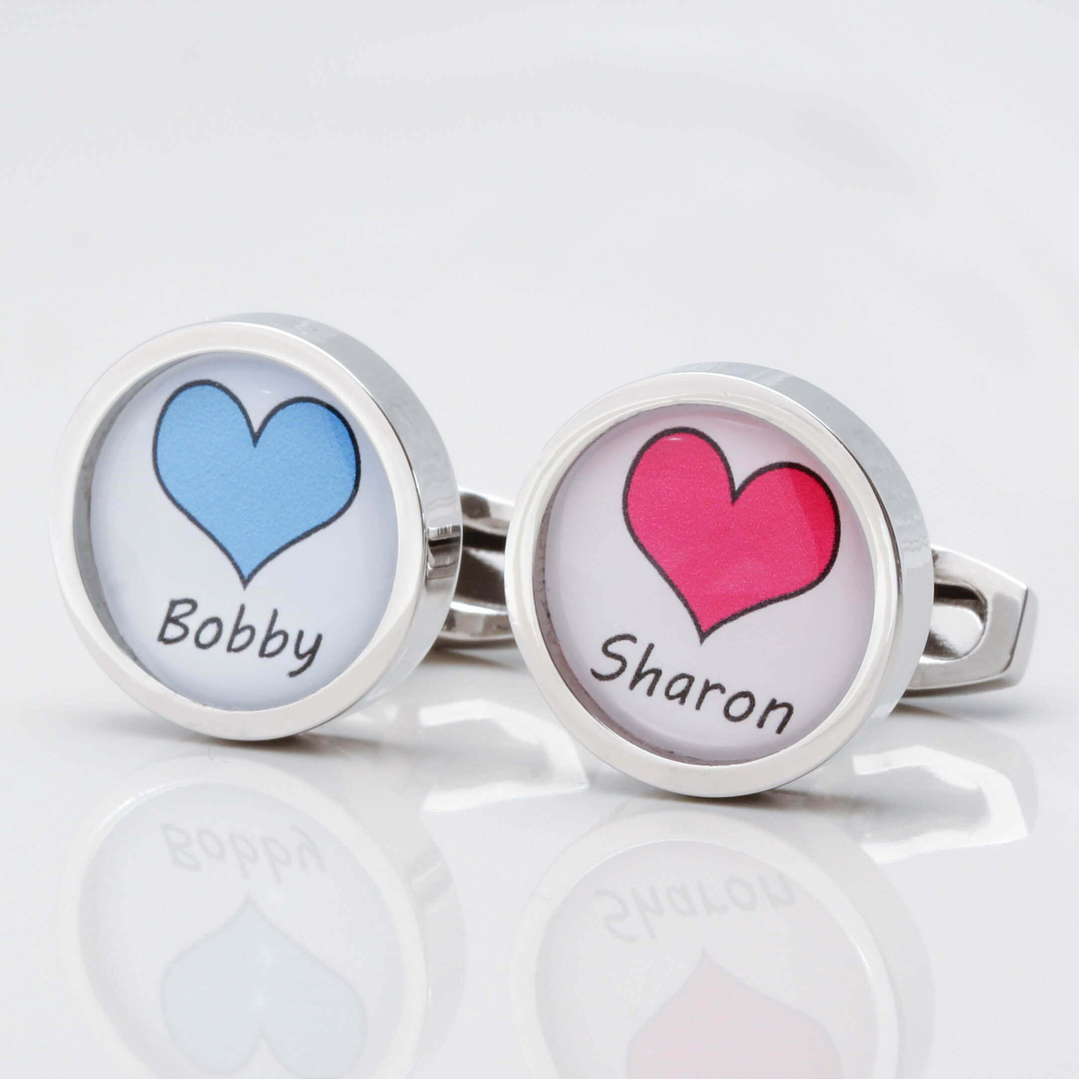 Personalised Hearts Names Cufflinks 1 of 1 1