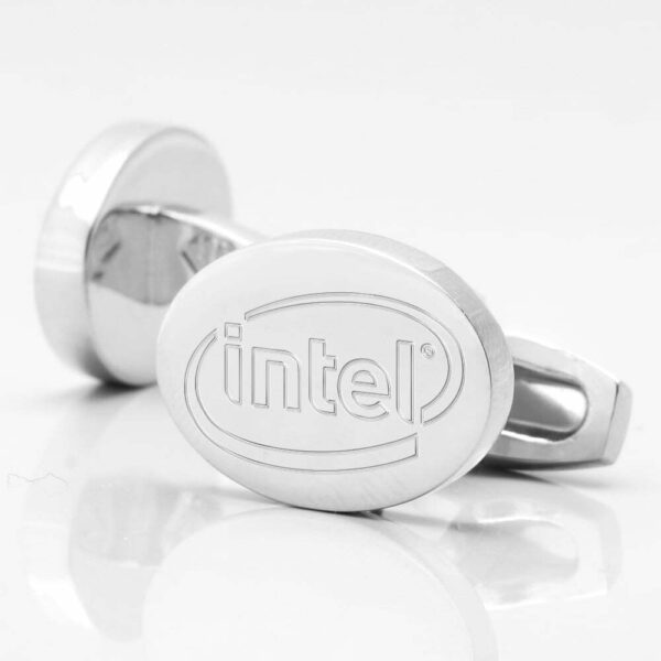 Engraved Logo Cufflinks, Silver Plated Oval