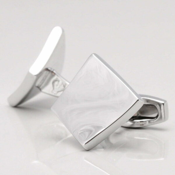 Sculptured Silver Square Cufflinks