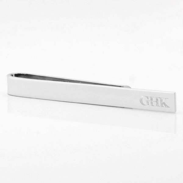 Silver Plated Tie Slide Engraved Initials