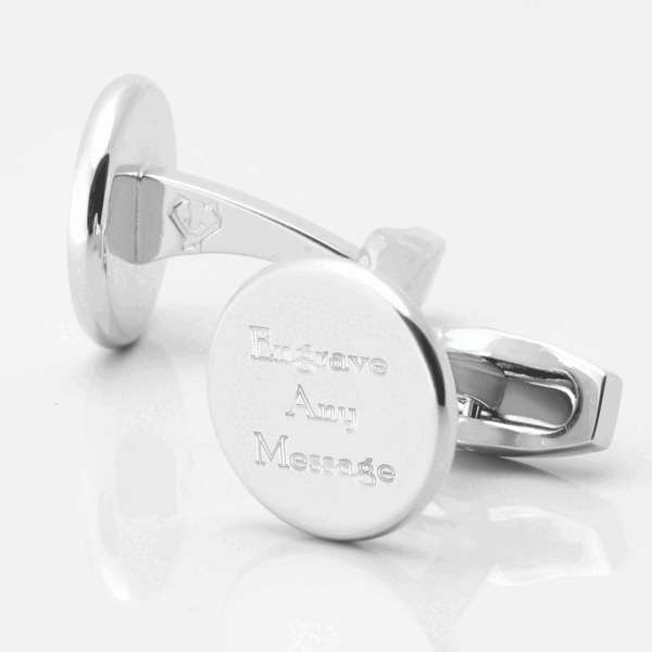 Silver Plated Circle Engraved Cufflinks