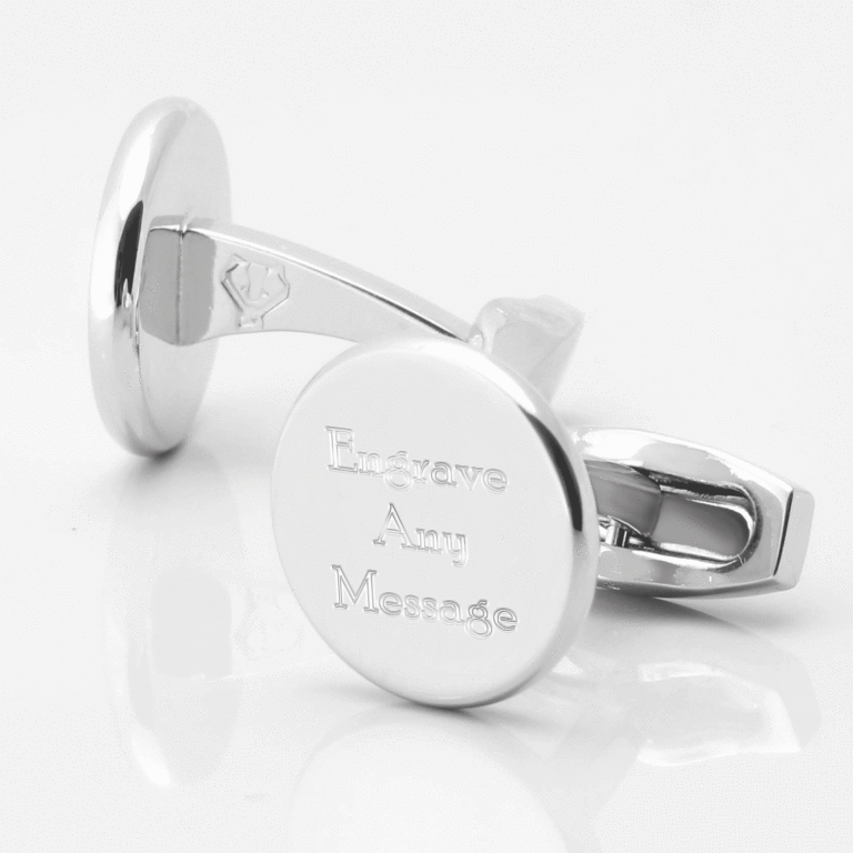 Silver Plated Circle Engraved Cufflinks