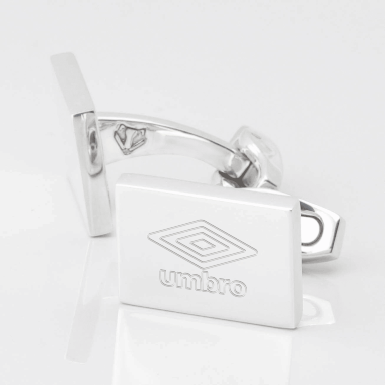 Sterling Silver Rectangle Engraved Logo Cufflinks