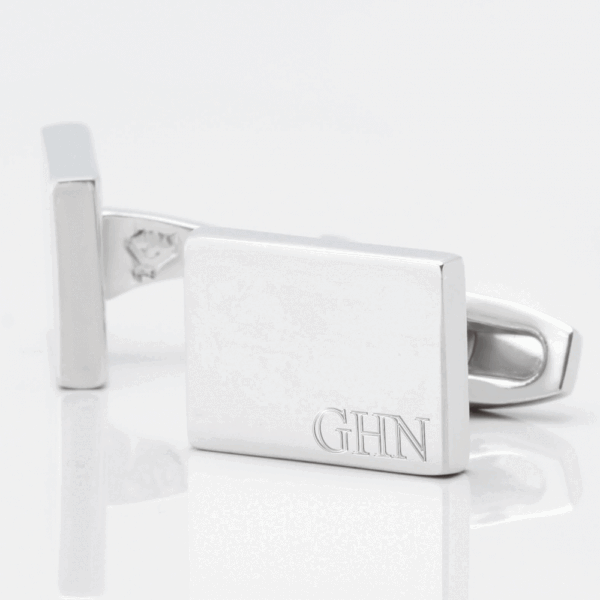 Silver Subtle Engraved Initial Cufflinks