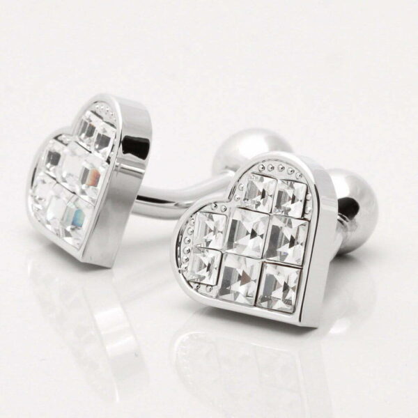 Clear Crystal Heart Cufflinks