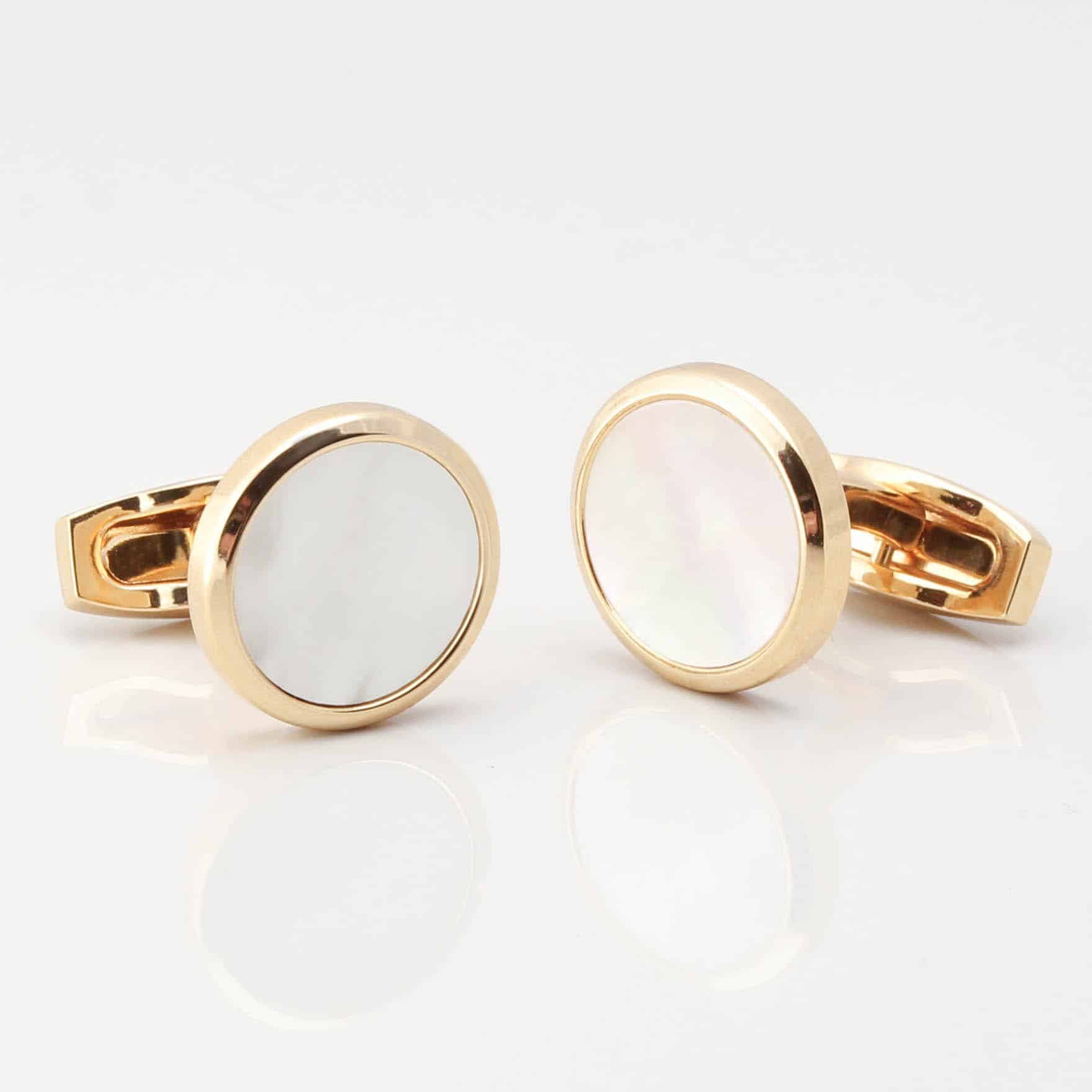 Gold Circular Mother Of Pearl Cufflinks 3456