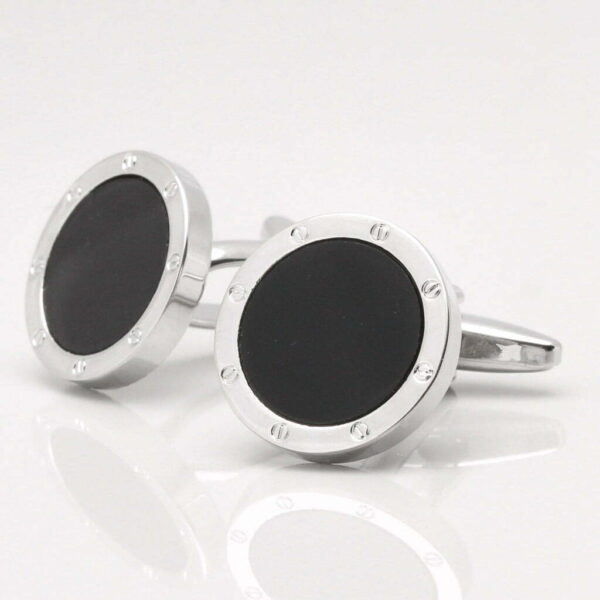 Round Onyx Port Hole Cufflinks