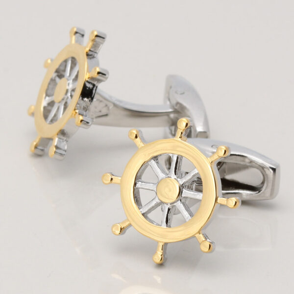 Two Tone Ships Wheel Cufflinks