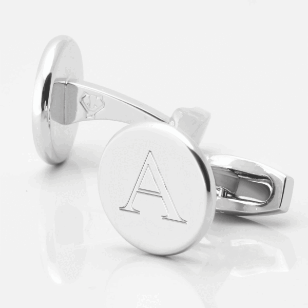 Circular Engraved Initial Cufflinks