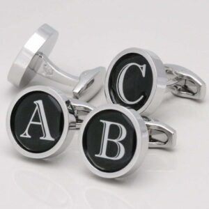 Black Circular Letter Cufflinks