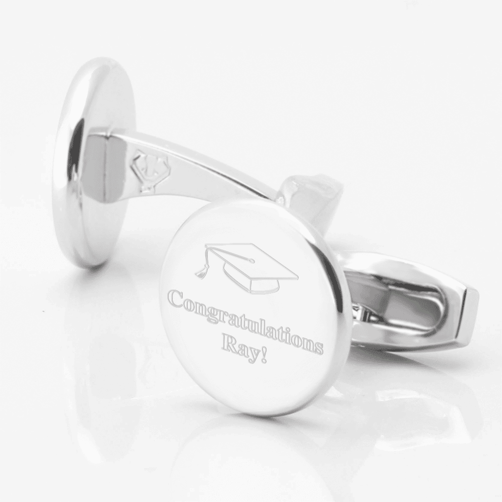 Personalised Engraved Graduate Silver Cufflinks