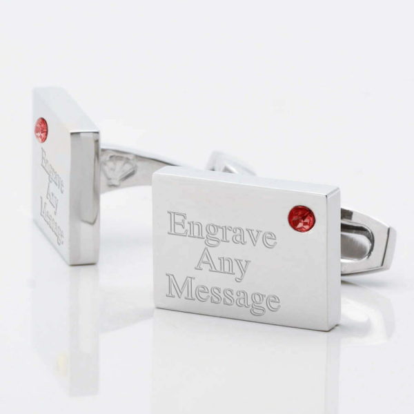 Engraved Birthstone Ruby Cufflinks