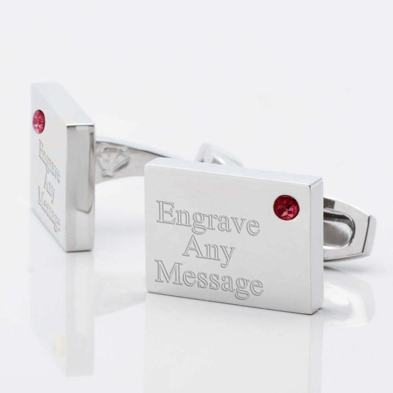 Engraved Birthstone Garnet Cufflinks
