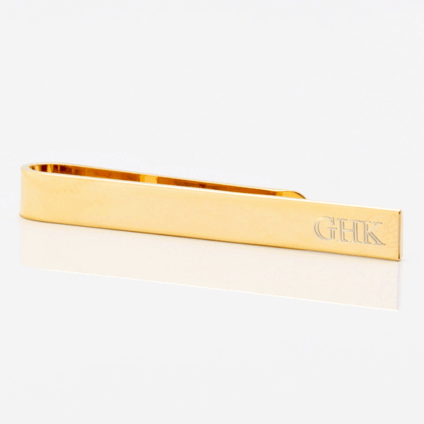 Gold Skinny Initial Engraved Tie Slide