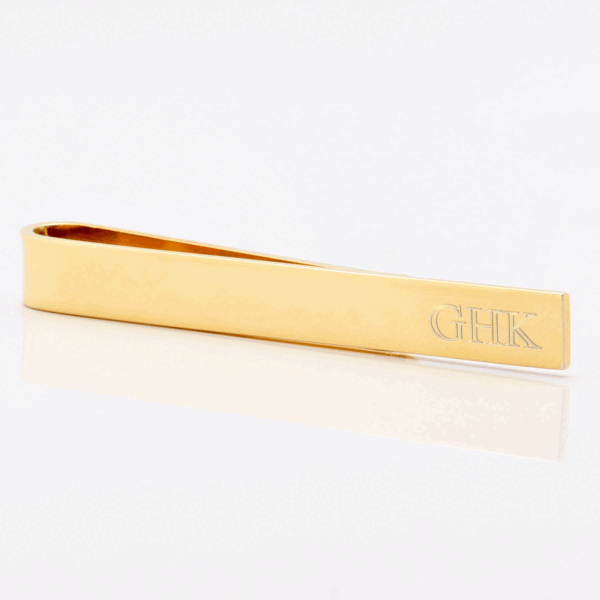 Gold Slim Initial Engraved Tie Slide