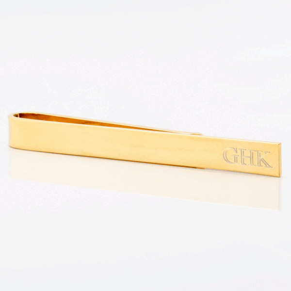 Gold Plated Tie Slide Engraved Initials