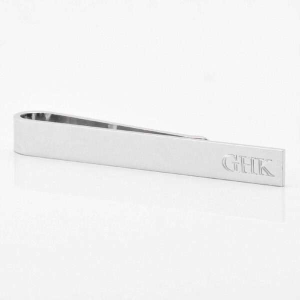 Silver Skinny Initial Engraved Tie Slide