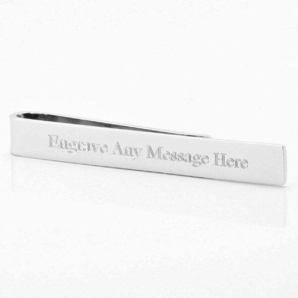 Silver Slim Engraved Tie Slide
