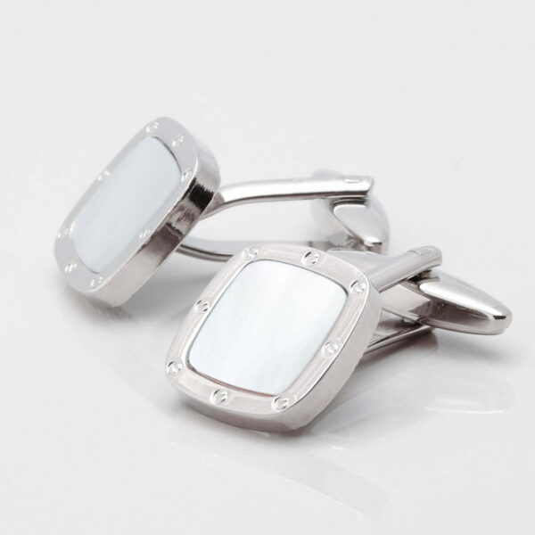 Square Mother of Pearl Port Hole Cufflinks