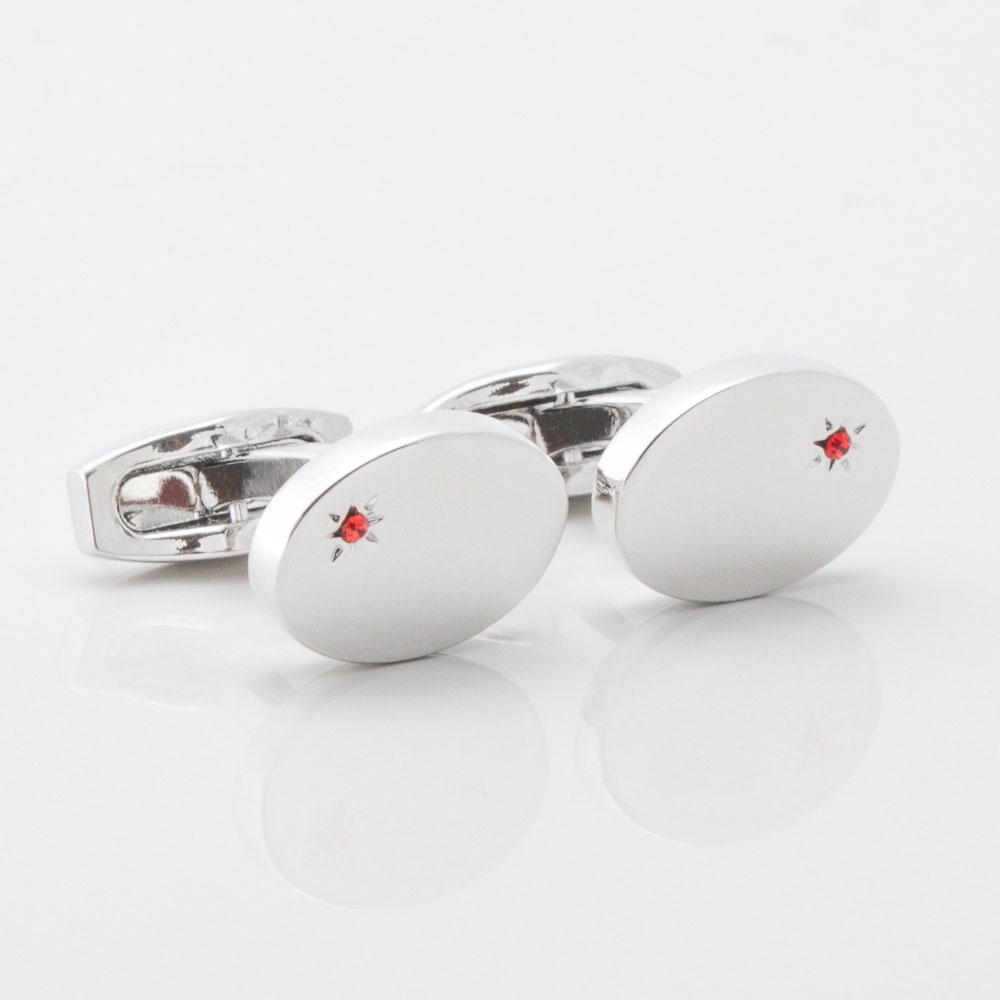 Oval Silver Ruby Cufflinks