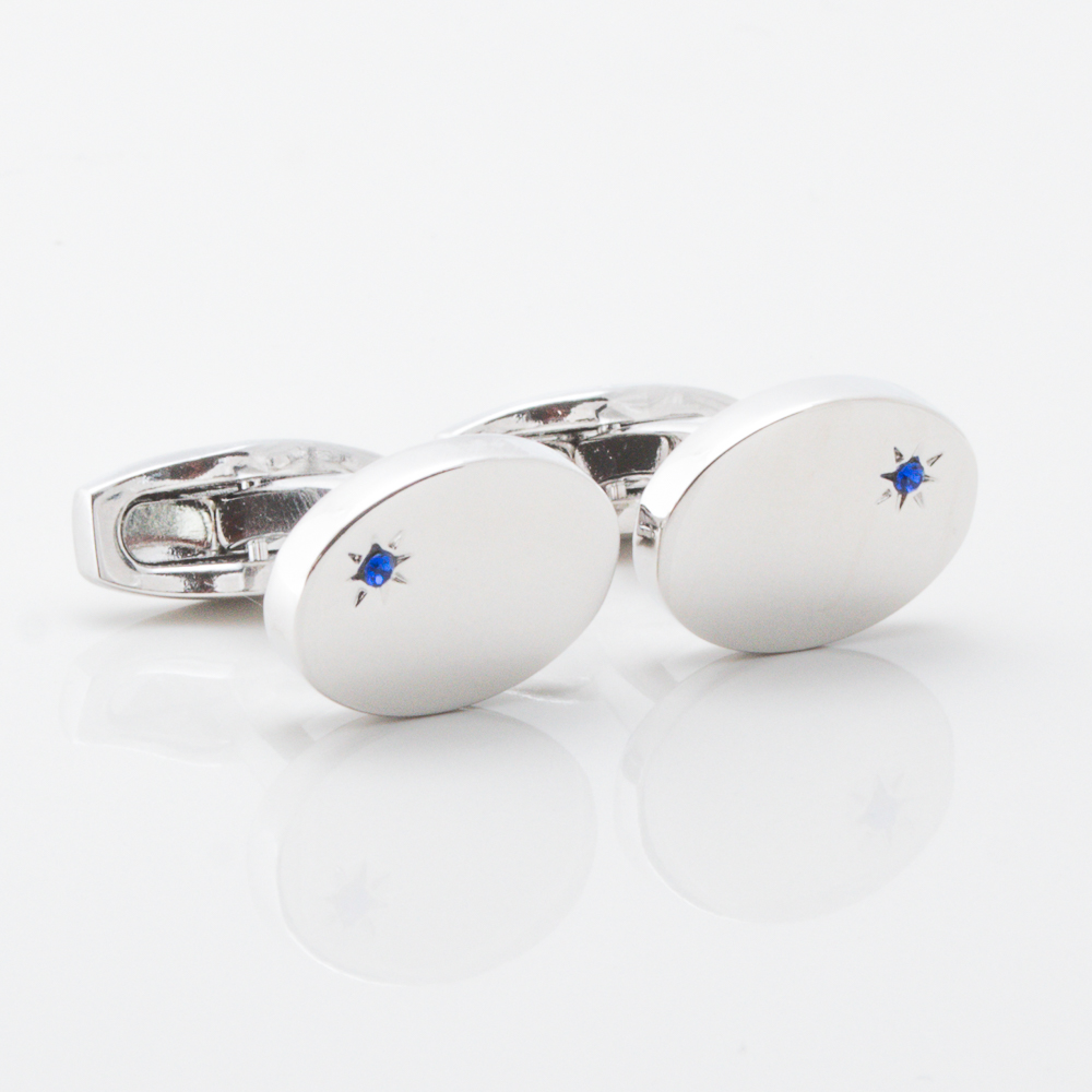 Oval Silver Sapphire Cufflinks Gallery