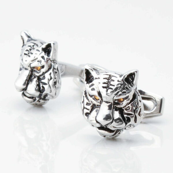 Silver Tiger Head Cufflinks