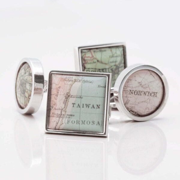 Personalised Antique Style Map Cufflinks