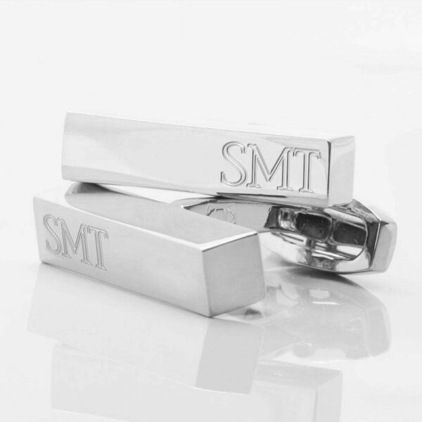 Engraved Silver Bar Cufflinks