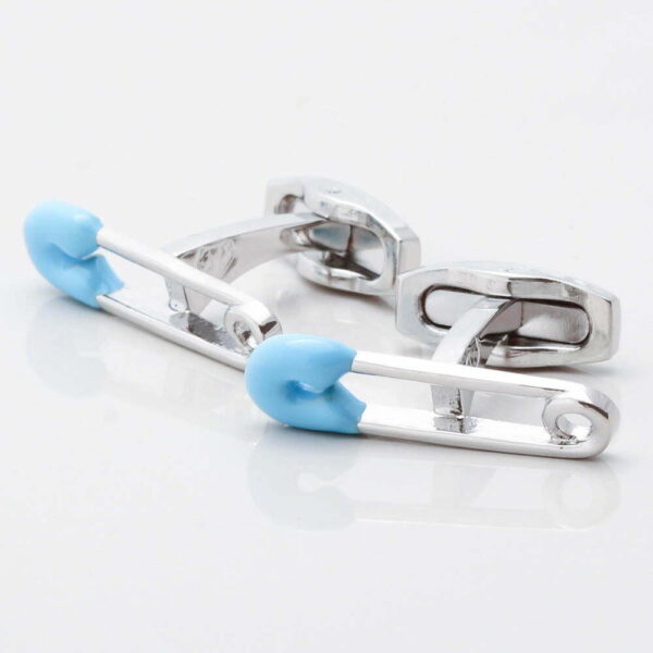 Blue Baby Safety Pin Cufflinks