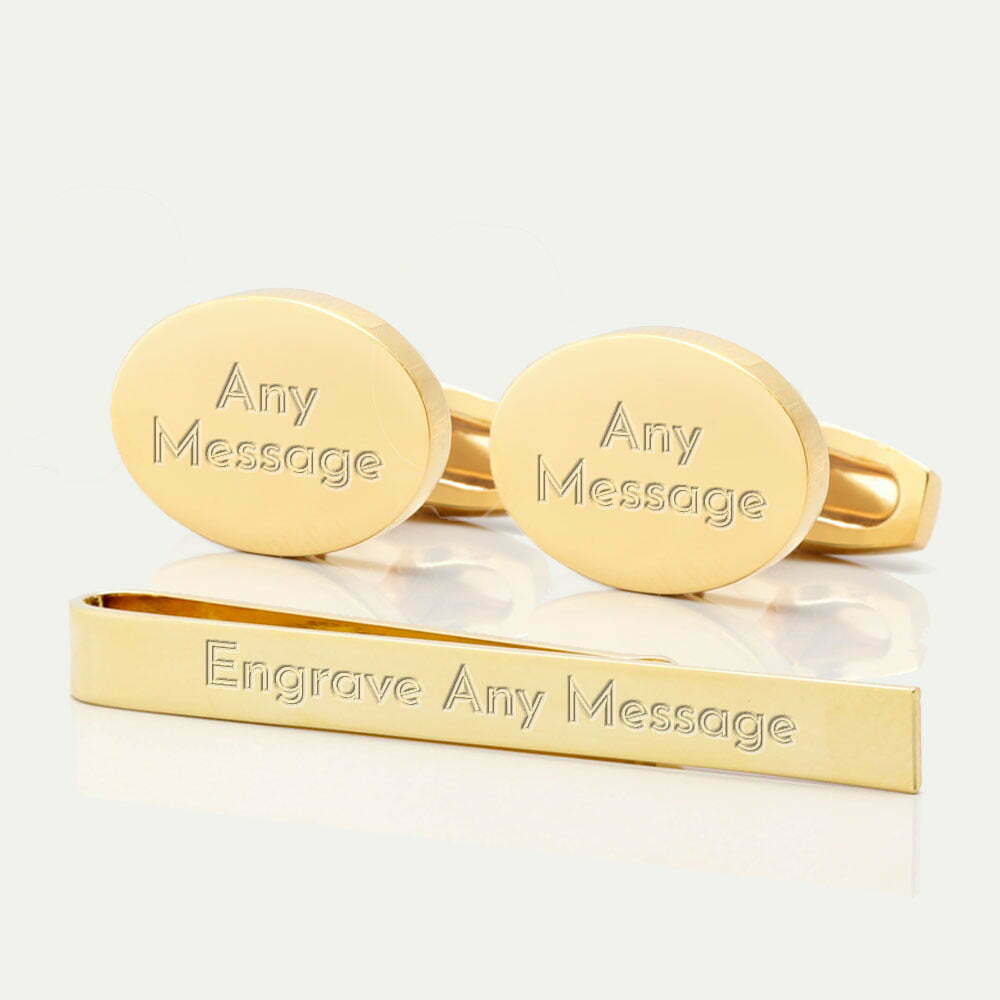 TIE BAR SETS GOLD OVAL 2