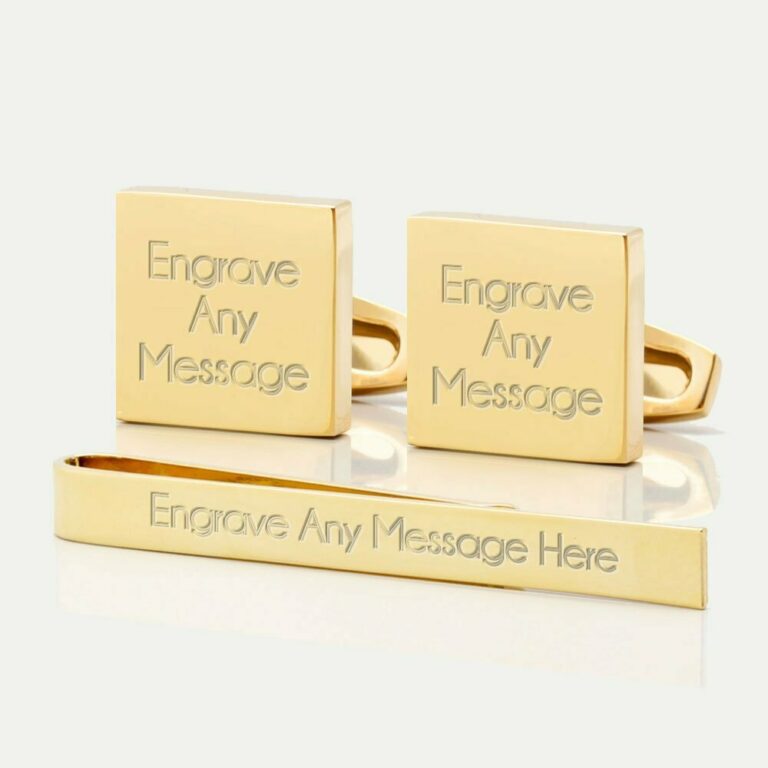 TIE BAR SETS GOLD RECT 2