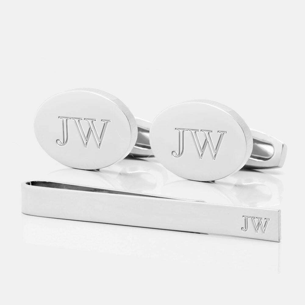 TIE BAR SETS3 oval silver init2