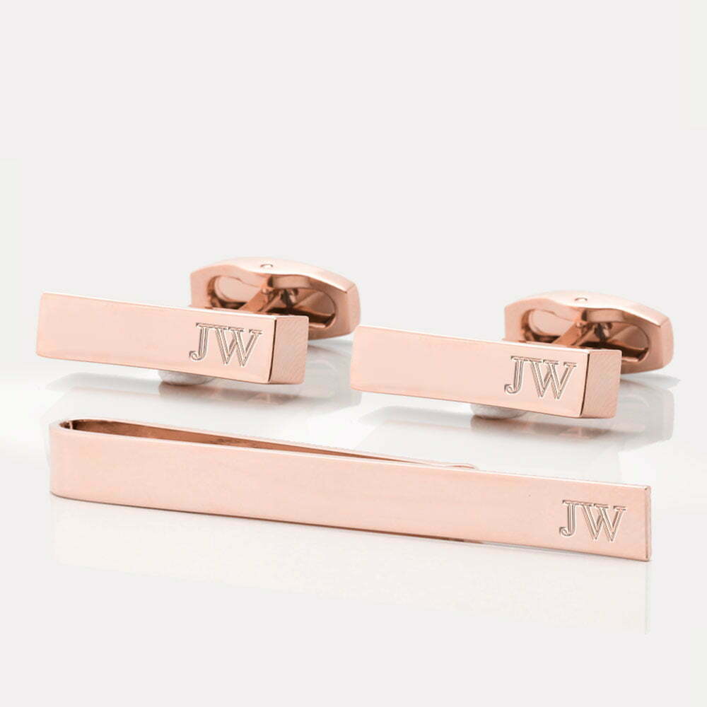 TIE BAR SETS3 rose bar init