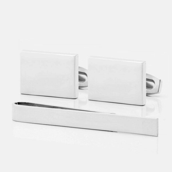 Silver Plated Tie Slide & Cufflinks Set
