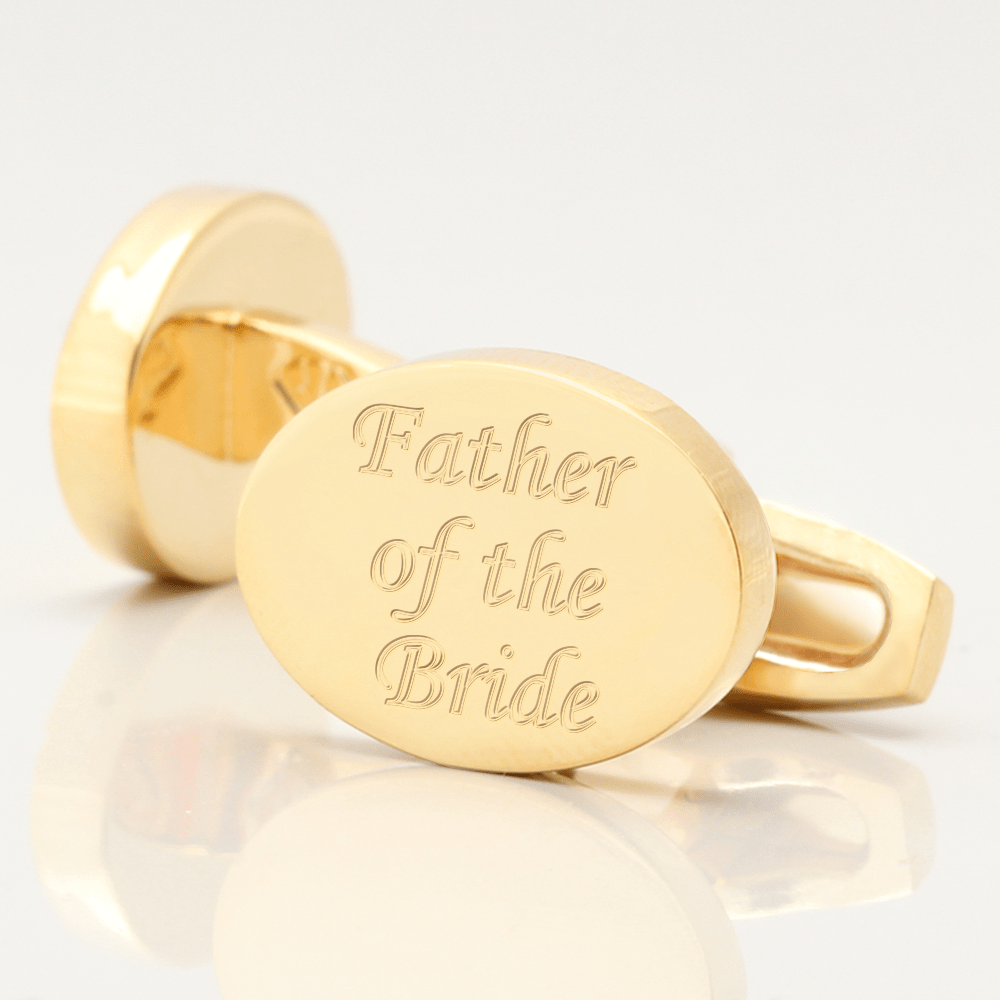 personalised father bride gold engraved cufflinks